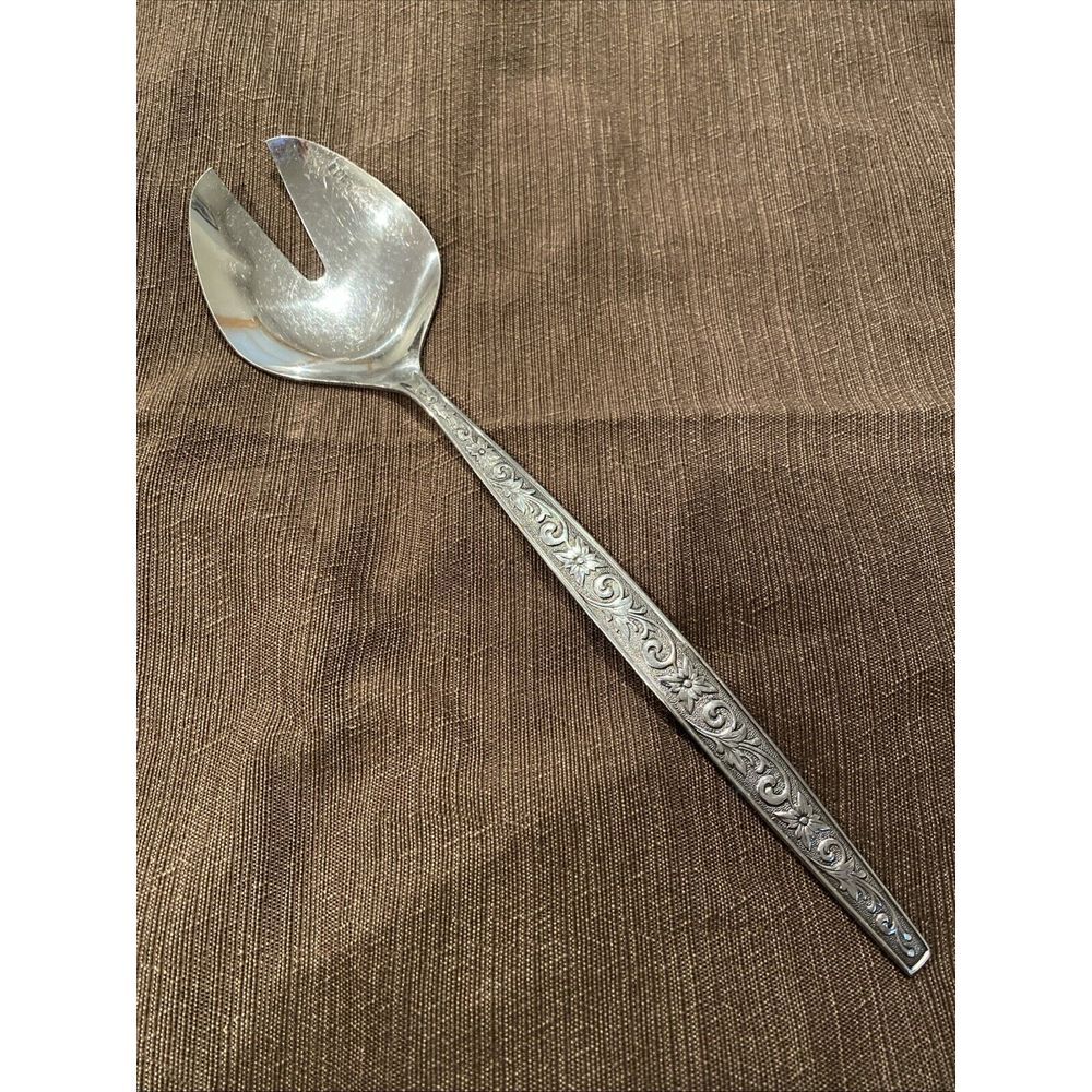 International Silver Stainless Di Lido Solid‎ Salad Serving Fork Japan 11"